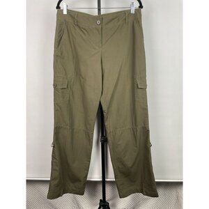 Ann Taylor Loft Green Marisa Straight Leg Roll Tab Cargo Cotton Pants Size‎ 10